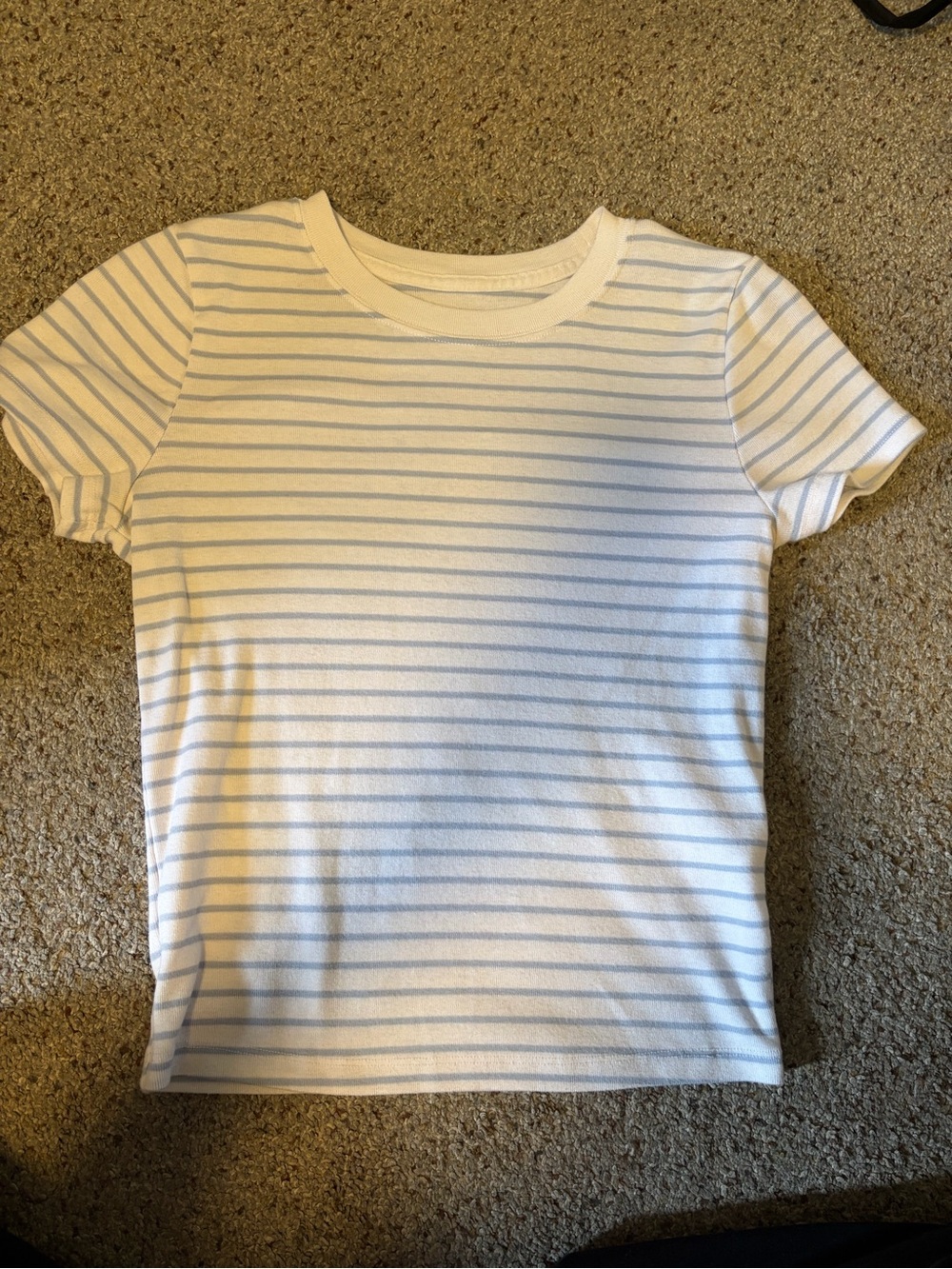 Hollister White Tee with Light Blue Stripes